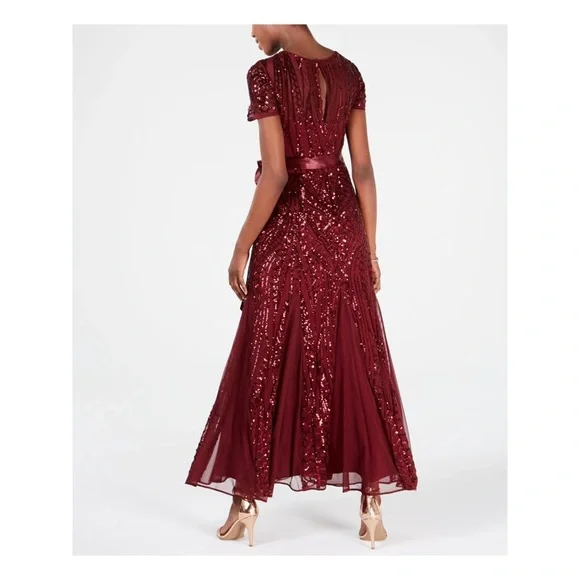 R&M Richards Women's Classic Evening Dress - Sequin Shoulder Cocktail Gown For Parties & Special Events - View #5